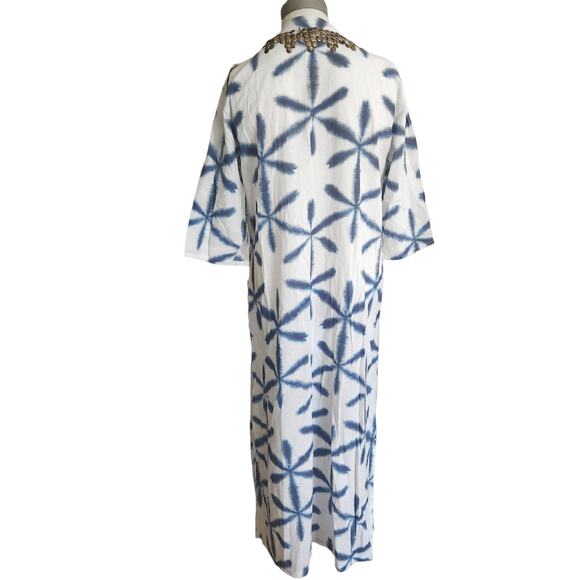 FIGUE Thandie Kaftan boho caftan tie dye beaded midi dress in Izu floral Size S - Picture 3 of 11